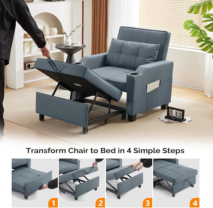 VINGLI 3-in-1 Convertible Sofa Bed, Recliner - Image 6