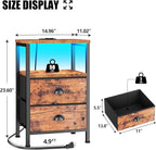 Furologee Nightstand with Charging Station, End Table with LED Lights, Bedside - Image 3