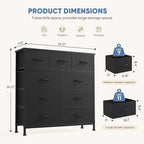 DUMOS 9 Drawer Dresser for Bedroom, Fabric Storage Organizer - Image 2
