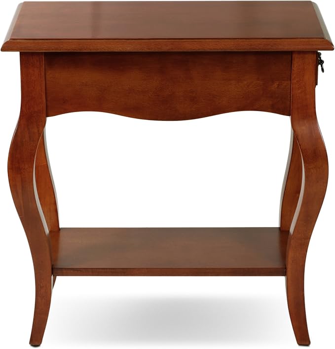 Leick Home 9018-BR One Drawer French Cabriole Leg Side Table - Image 4
