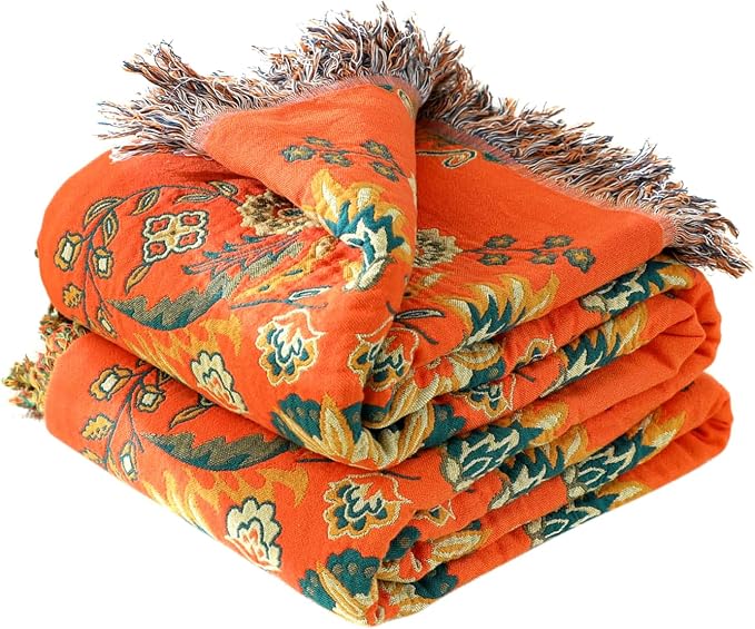 LUTBM Boho Throw Blanket for Bed 100% Cotton Soft Lightweight Quilt Floral by LUTBMFindYourFreeSpiritatHome