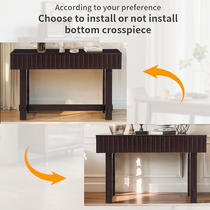 52" Solid Wood Console Table for Entryway, Modern Sofa Table Behind Couch - Image 4