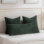 Fancy Homi Set of 2 Dark Green Boho Long Lumbar Body Decorative Throw Pillow - Image 2