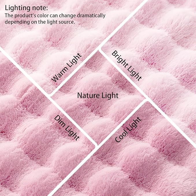 Pink Rabbit Plush Rug 2'x3', Fluffy Shaggy Area Rug - Image 6