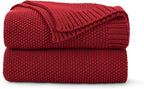 CozeCube Christmas Red Seed Stitch Throw Blanket 60"x80", Farmhouse Decor | by CozeCube