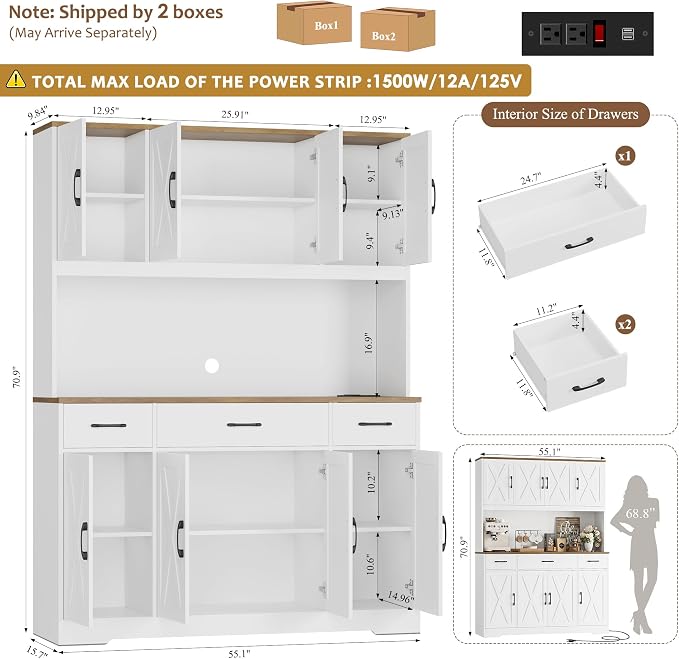 HOSTACK 71" Large Pantry Cabinet - Image 7