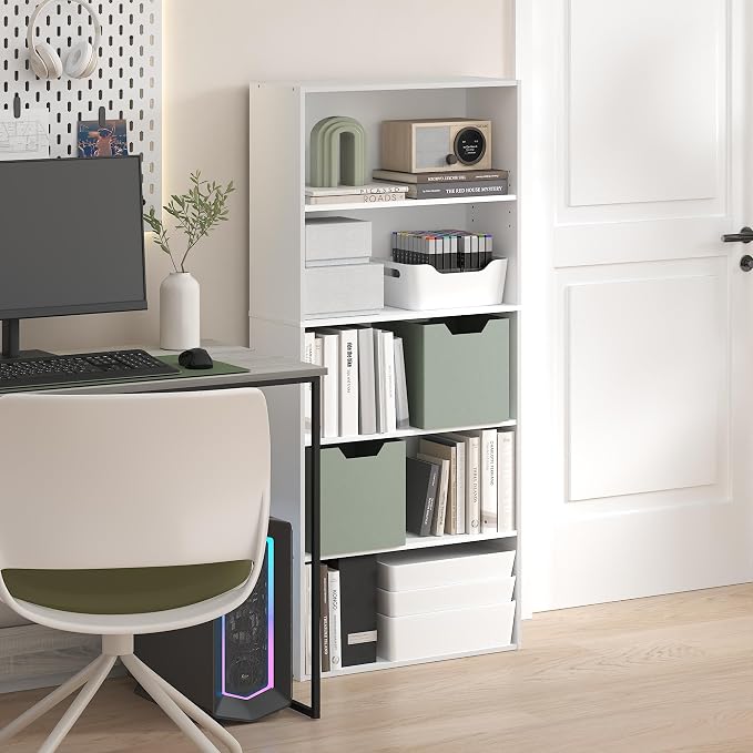 Furinno Jaya Book Shelf, 5-Tier Bookshelf, 52 Inch Tall Standing Bookcase by Furinno-FitsYourSpaceFitsYourBudget