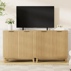 Fluted Cabinet with Storage, 2 Doors Sideboard Buffet, Mid Century Modern - Image 8