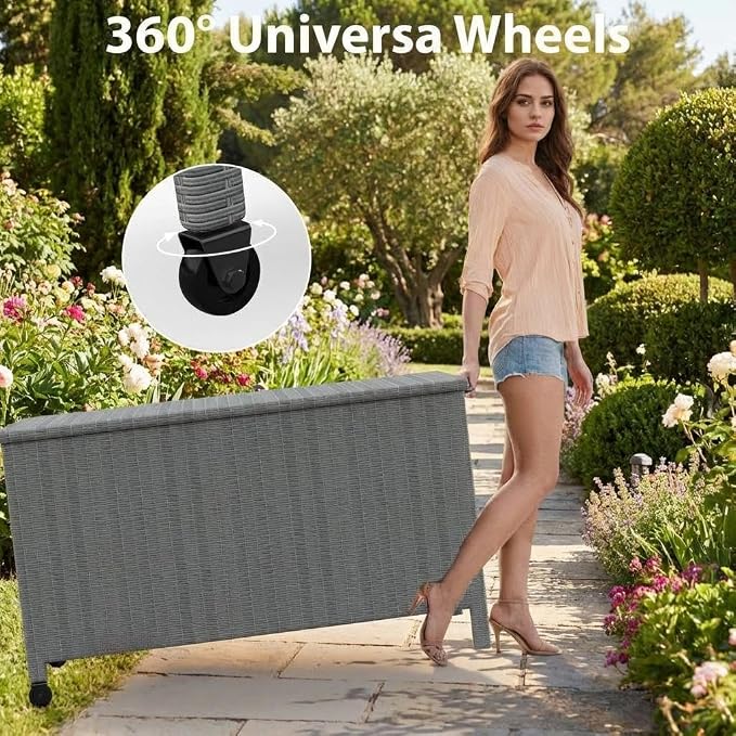 GarveeLife Outdoor Wicker Storage Box, PE Rattan Patio Storage Chest - Image 4