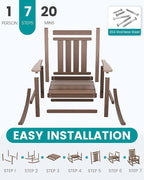 SERWALL Outdoor Rocking Chair Set of 2, HDPE Rocking Chair - Image 8