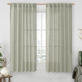 Sage Grey Semi Sheer Linen Curtains 60 Inch, Light Filtering Panels | Window by LAMIT