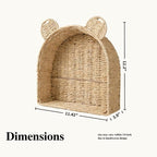 Arched Bear Nursery Wall Shelf, Handwoven Wicker Nursery Shelf - Image 4