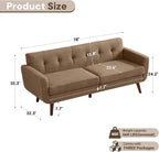 Tbfit 77.2" W Linen Sofa Couch, Mid Century Modern Decor Loveseat Couches - Image 2