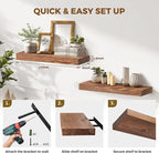 17x8x1.6 inch Floating Shelves Set of 2 – Solid Wood Rustic Brown Wall Mounted - Image 5