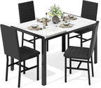 Recaceik Dining Table Set for 4, Modern 5 Piece Dining Table Set Faux Marble by Recaceik