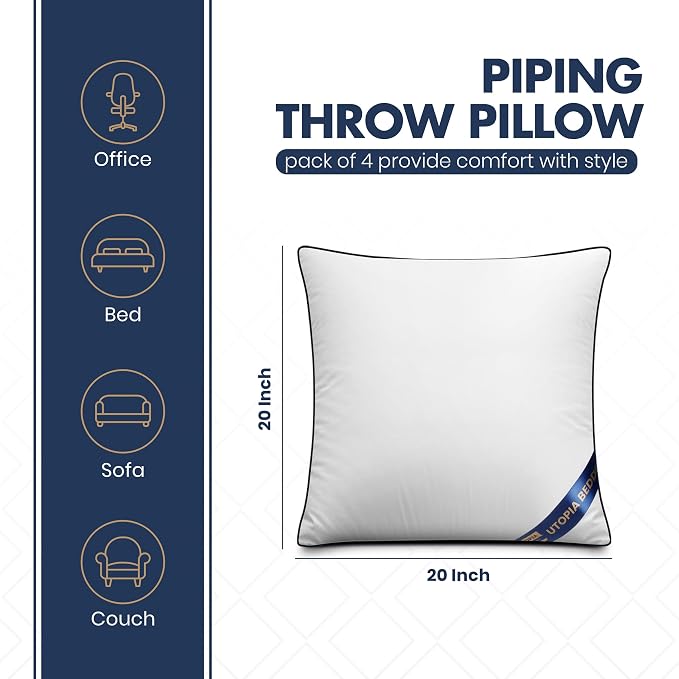 Utopia Bedding 20x20 Throw Pillow Inserts, Decorative Pillows, Plush & - Image 2