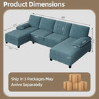 U-Shaped Sectional Couches for Living Room, 4 Seat Sofa - Image 2