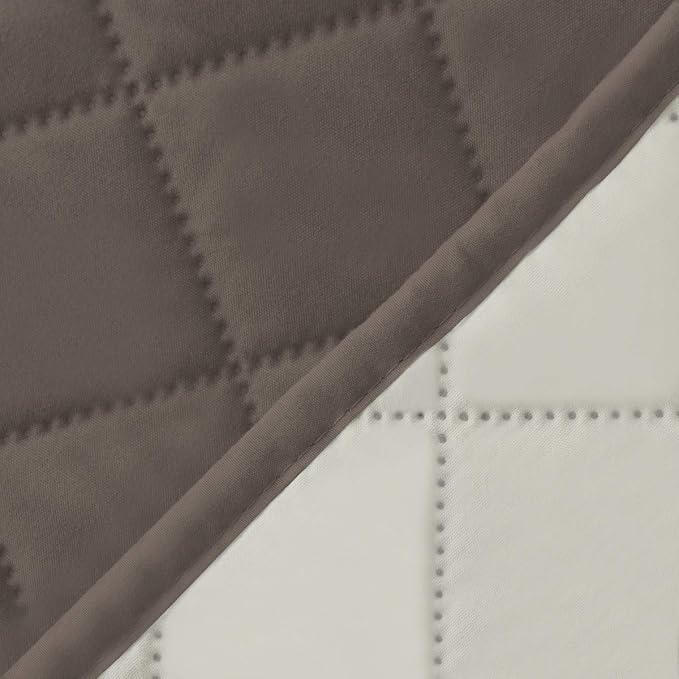 Easy-Going Reversible Couch Cover, 3 Cushion Sofa, Taupe/Ivory | Machine - Image 6