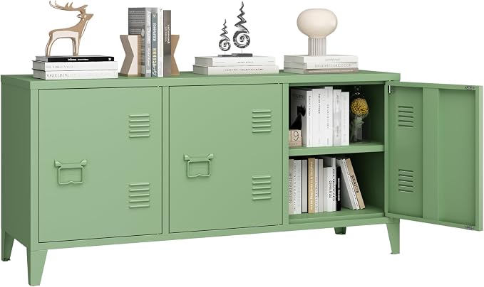 MIOCASA Metal Storage Cabinet, 3 Door TV Stand, Metal TV Cabinet by MIOCASA