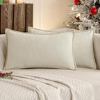 MIULEE Decorative Lumbar Throw Pillow Covers 12x20 Inch Cream White 2 Pack | - Image 9