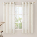 Ivory Sheer Linen Curtains 63 inch Length - Image 3
