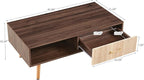 Coffee Table with Storage, Mid Century Boho Wood Center Table with Open Storage - Image 2