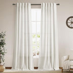 Cream Semi Sheer Curtains 96 Inches Long Back Tab Pocket Ivory Linen Living by Nanspring