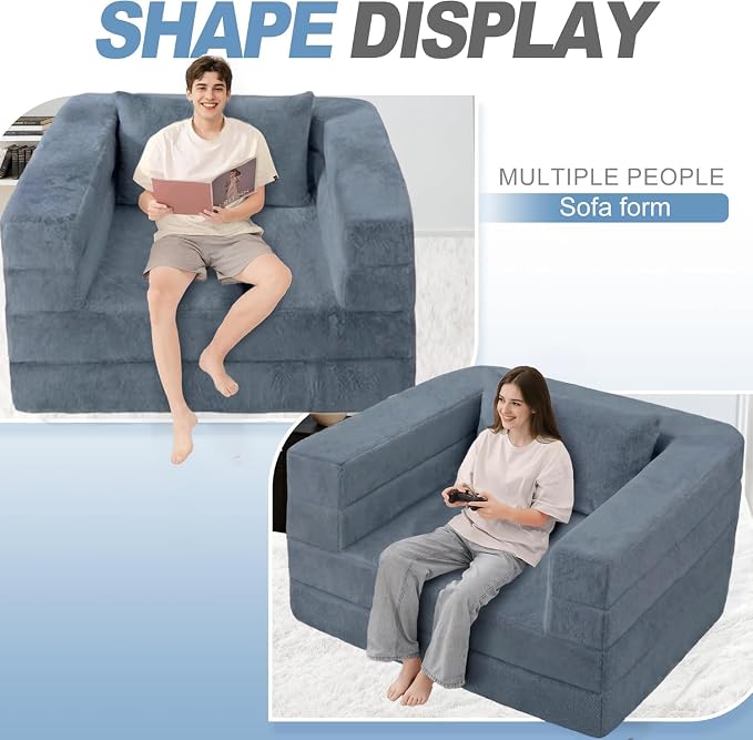 Futon Sofa Bed with Pillow, 3-in-1 Sleeper Sofa Bed with Removable Cover - Image 7