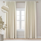 Topfinel 90 Inches Long Full Blackout Cream Linen Curtains by Topfinel