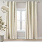 Topfinel 105 Inches Long Custom Black Out Thick Linen Drapery Panels, Cream by Topfinel
