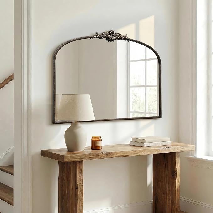 Besdomus Vintage Arched Black Mirror: 40"x29" French Large Arch Antique Wall - Image 5