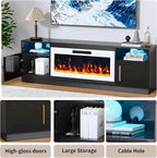 PRETZI Fireplace TV Stand with 36" Fireplace Up to 80" TVs, Remote Control - Image 6