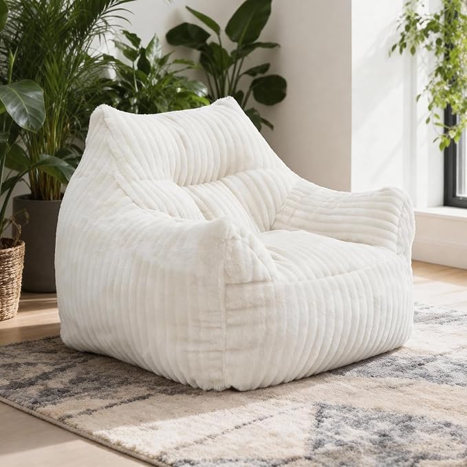 Giant Bean Bag Chair for Adults, Comfy Chair for Bedroom, Floor Chairs for by KAPEETOO