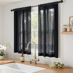 MIULEE Black Sheer Curtains 63 Inches Long 4 Panels 42 x 63 Inches | Light - Image 2