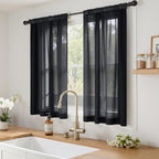 MIULEE Black Sheer Curtains 63 Inches Long 4 Panels 54 x 63 Inches | Light - Image 2