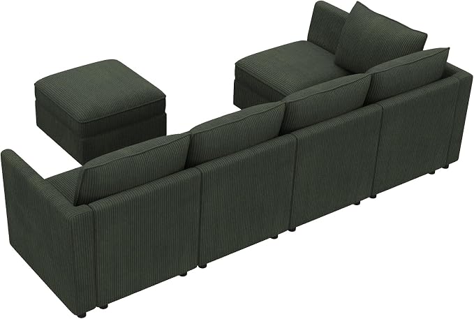 HONBAY Modular Sectional Sleeper Sofa Green Couch L Shaped Sectional Sofa - Image 10