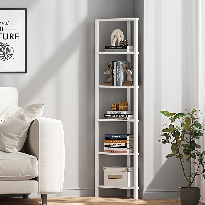 TUTOTAK 6-Tier Corner Bookshelf, Corner Shelf - Image 7