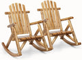Outvita Wooden Rocking Chair Set of 2, Fir Log Adirondack Rocker, Outdoor Wood by Outvita