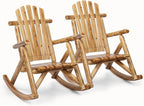 Outvita Wooden Rocking Chair Set of 2, Fir Log Adirondack Rocker, Outdoor Wood by Outvita