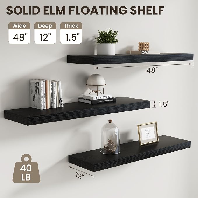 Dreamland 48 inch Floating Shelves, Rustic Wood Floating Wall Shelf - Image 3