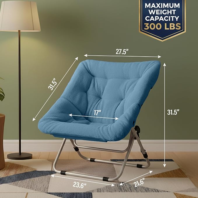 Tiita Comfy Saucer Chair, Soft Faux Fur Oversized Folding Accent Chair - Image 3