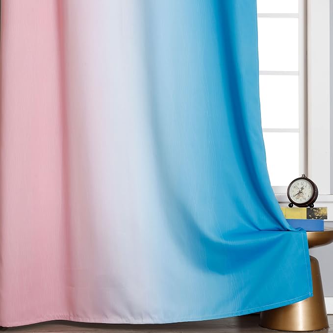 Pink and Blue Ombre Curtains for Bedroom 96 Inch Long | Room Darkening Curtains - Image 6