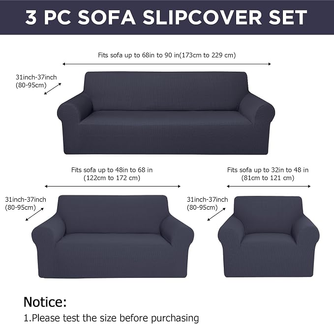 Peryiter 3 Pcs Couch and Loveseat Covers Set Sofa Cover - Image 2