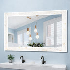 Tanmicoshomy 24 x 47 Inch White Rectangle Wall Mirror, Natual Shell Framed by Tanmicoshomy