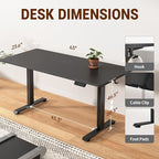 Veken 63x23.6 Inch Large Electric Standing Desk, Heights Adjustable, Sit to - Image 2