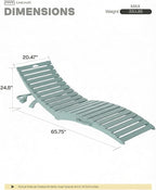 Folding HDPE Pool Lounge Chairs Set of 4, Pre-Assembled Outdoor Chaise Lounge - Image 2