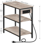 HOOBRO End Table with Charging Station, Simple Rustic Side Table with 3-Tier - Image 3