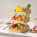 Merysen Large 3 Tier Bamboo Fruit Basket Stand - Image 5