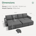 HONBAY Modular Sectional Sleeper Sofa Bed, - Image 2