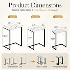 SUPER DEAL Nesting Tables Set of 3, Industrial C Shaped End Table Stackable - Image 3